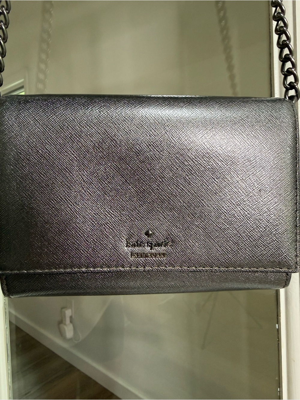 Kate Spade Chrome Leather Crossbody Shoulder Bag